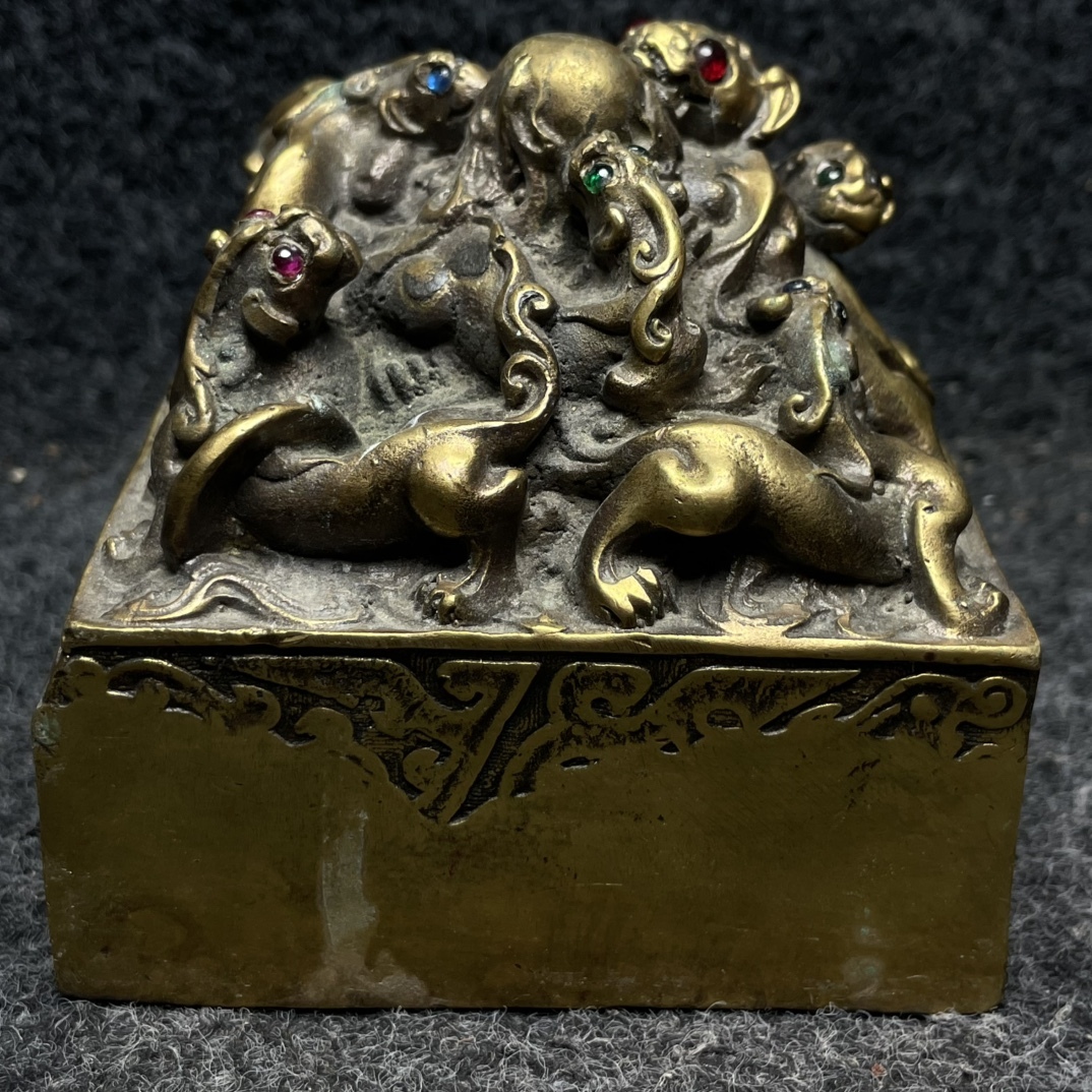 旧蔵 古銅彫 神獸 印章 古擺件 古置物 中国古玩 骨董品 時代物 稀少唐物拍卖