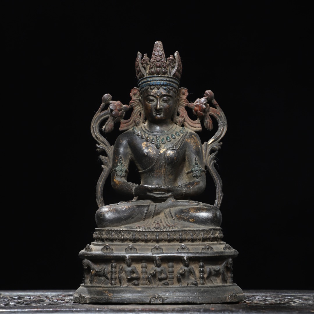 旧蔵 古銅彫 拓金 長寿佛 佛像 古擺件 古置物 中国古玩 骨董品 時代物 稀少唐物拍卖