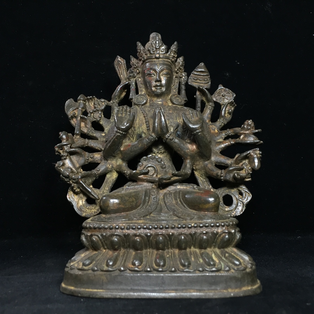 旧蔵 古銅彫 千手觀音 佛像 擺件 古擺件 古置物 中国古玩 骨董品 時代物 稀少唐物拍卖