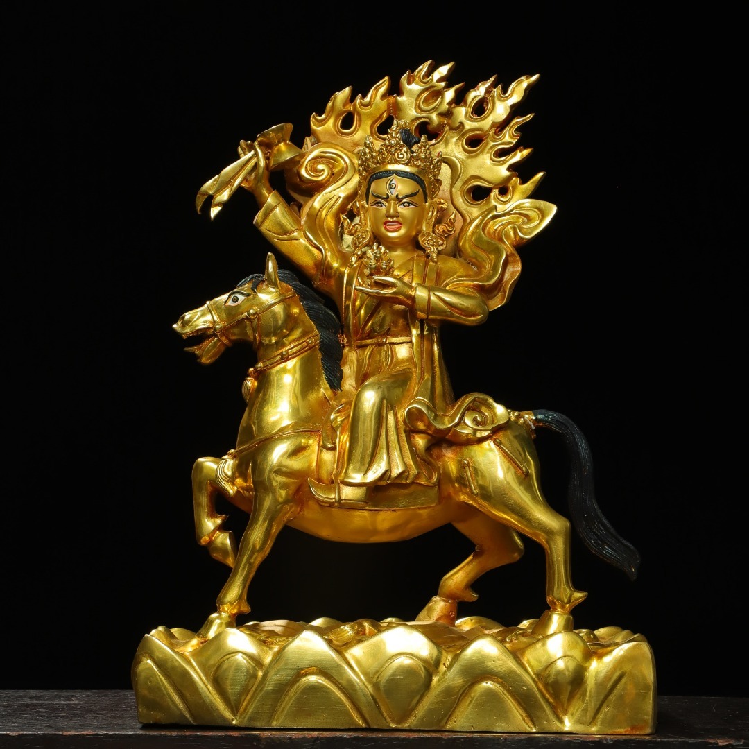 旧蔵 古銅彫 塗金 描彩 吉祥天母 佛像 古擺件 古置物 中国古玩 骨董品 時代物 稀少唐物拍卖