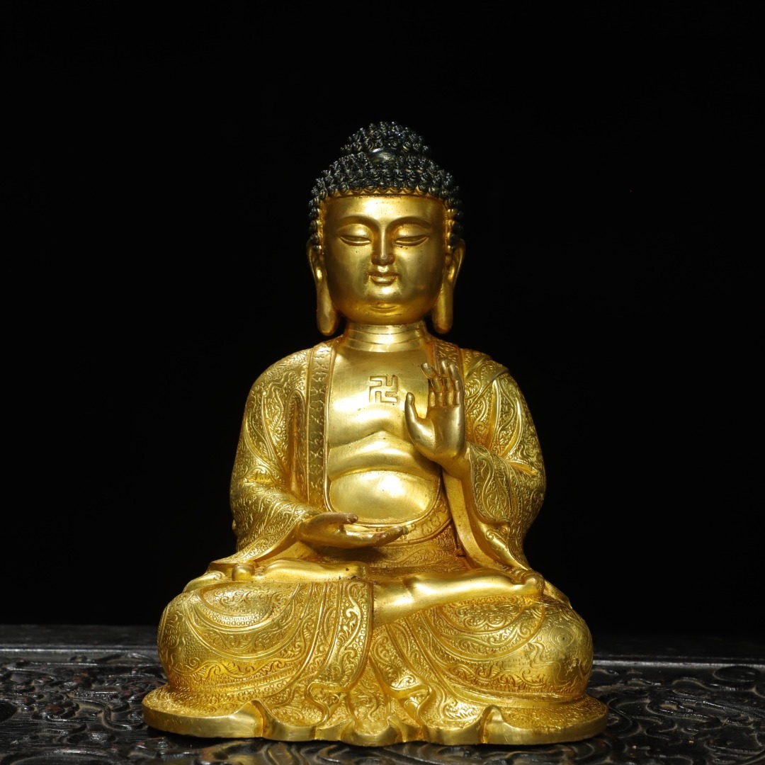 旧蔵 古銅彫 塗金 大日如來 佛像 古擺件 古置物 中国古玩 骨董品 時代物 稀少唐物拍卖