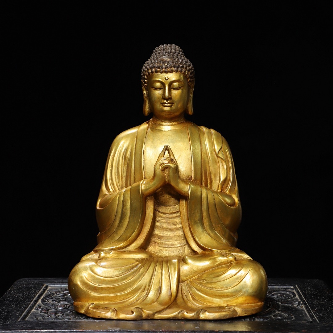 旧蔵 古銅彫 塗金 阿彌陀佛 古擺件 古置物 中国古玩 骨董品 時代物 稀少唐物拍卖