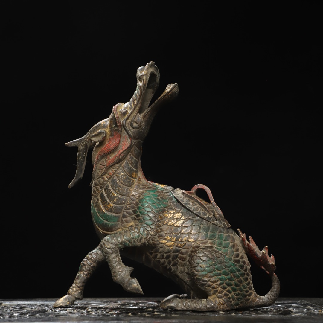 旧蔵 古銅彫 拓金 貔貅 熏香炉 擺件 古擺件 古置物 中国古玩 骨董品 時代物 稀少唐物拍卖