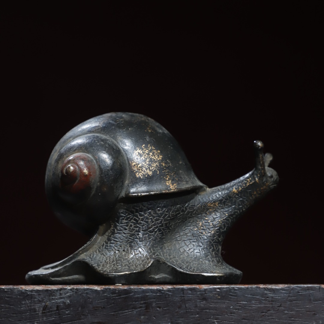 旧蔵 古銅彫 拓金 蝸牛 古擺件 古置物 中国古玩 骨董品 時代物 稀少唐物拍卖