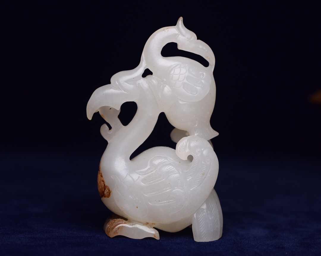 旧蔵 和田玉彫 鳳如意 根付 中国古玩 骨董品 時代物 稀少唐物拍卖