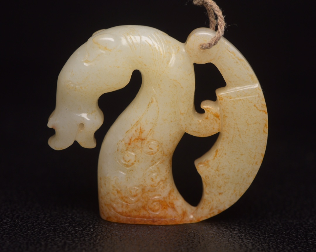 旧蔵 和田玉彫 玉馬佩 根付 中国古玩 骨董品 時代物 稀少唐物拍卖