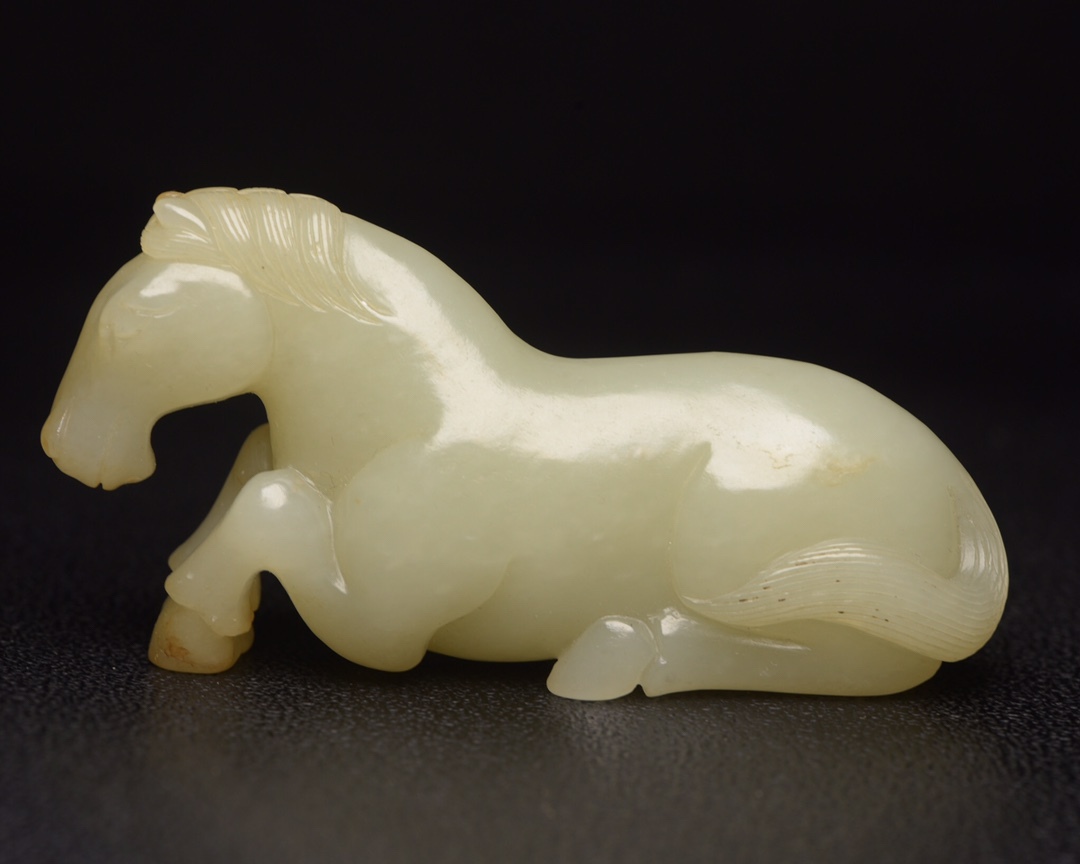 旧蔵 和田玉彫 馬到成功 根付 中国古玩 骨董品 時代物 稀少唐物拍卖