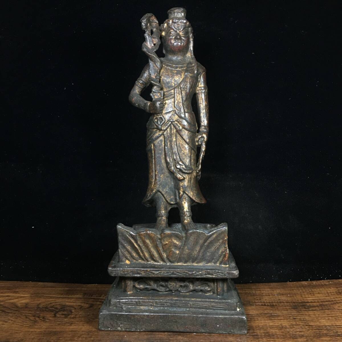 旧蔵 古銅彫 不動明王 佛像 擺件 古擺件 古置物 中国古玩 骨董品 時代物 稀少唐物拍卖