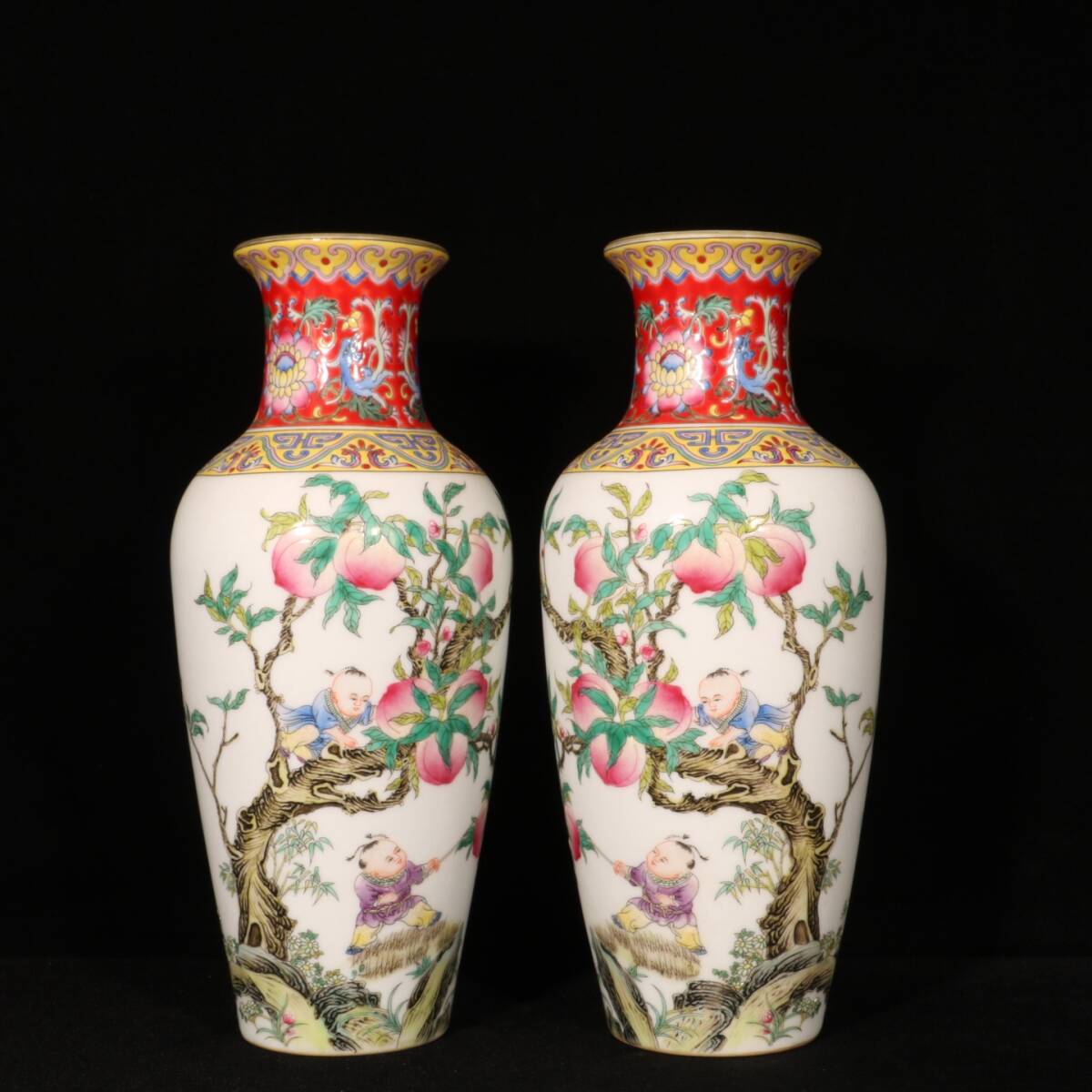 旧蔵 清代 雍正 琺琅彩 多子多福 賞瓶 古陶瓷品 陶藝 古擺件 古置物 中国古玩 骨董品 時代物 稀少唐物拍卖