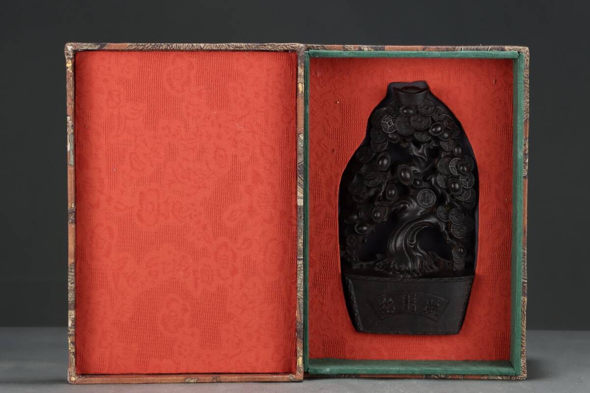 旧蔵 沈香木彫 發財樹 擺件 古擺件 古置物 中国古玩 骨董品 時代物 稀少唐物拍卖