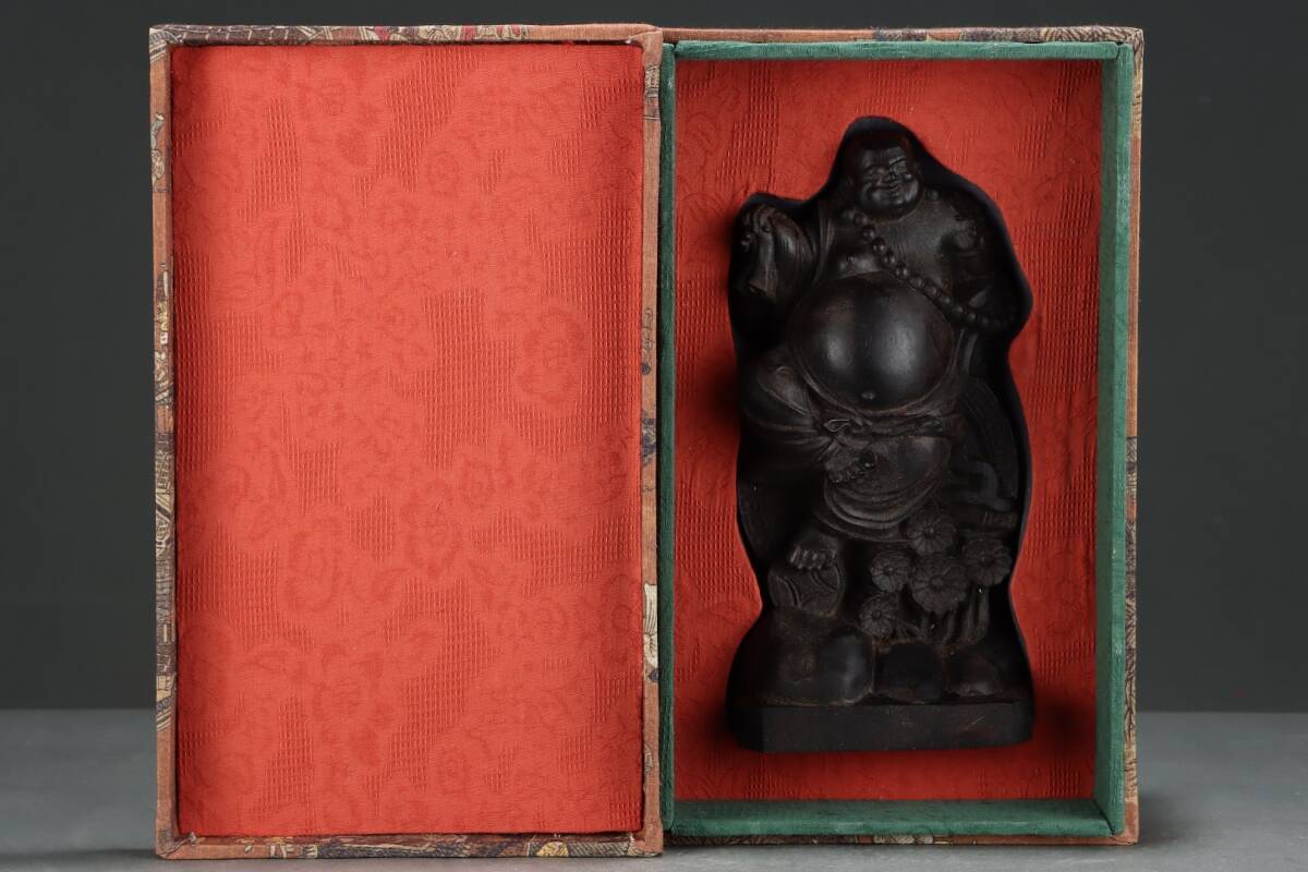 旧蔵 沈香木彫 布袋和尚 古擺件 古置物 中国古玩 骨董品 時代物 稀少唐物拍卖