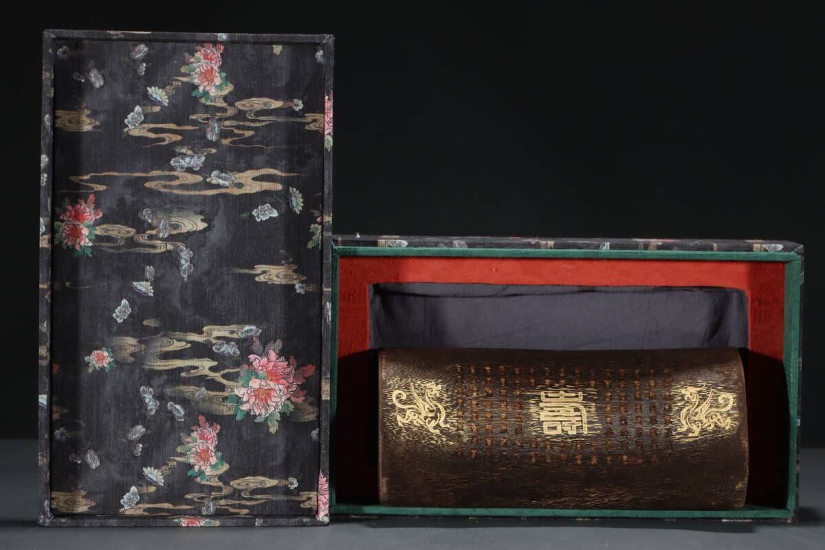 旧蔵 沈香木彫 百寿枕頭 古擺件 古置物 中国古玩 骨董品 時代物 稀少唐物拍卖