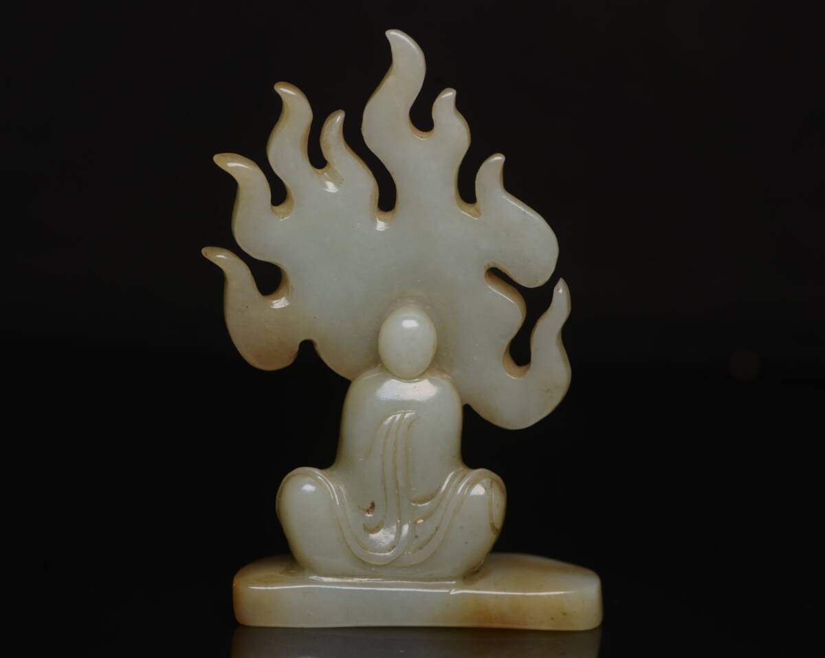 旧蔵 和田玉彫 悟道 根付 中国古玩 骨董品 時代物 稀少唐物拍卖