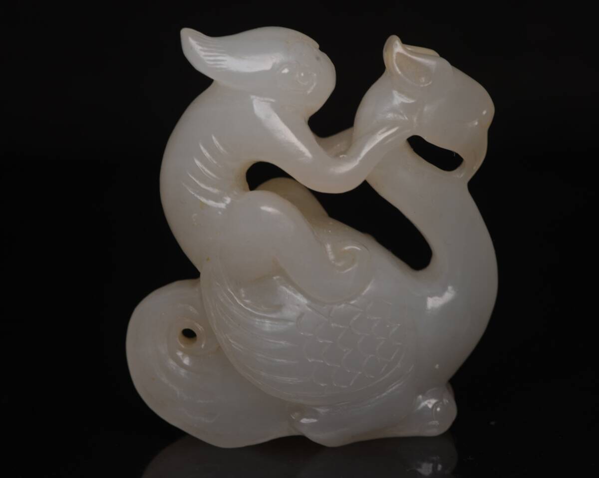 旧蔵 和田玉彫 鳳鳥 根付 中国古玩 骨董品 時代物 稀少唐物拍卖