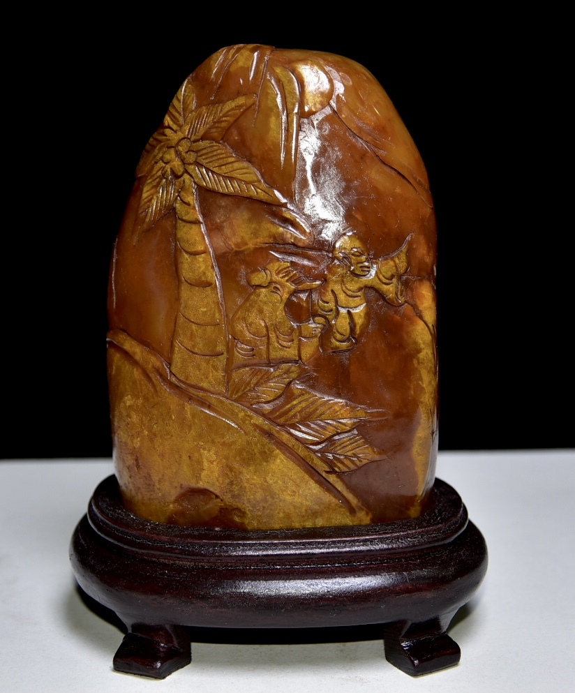 旧蔵 寿山石彫 田黄石 擺件 文房具 古擺件 古置物 中国古玩 骨董品 時代物 稀少唐物拍卖