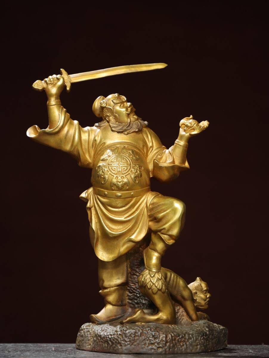 旧蔵 古銅彫 塗金 鍾馗 佛像 古擺件 古置物 中国古玩 骨董品 時代物 稀少唐物拍卖