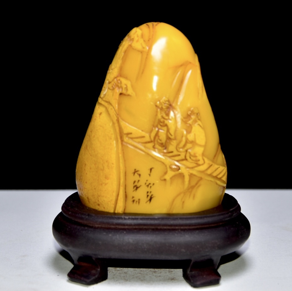 旧蔵 寿山石彫 田黄石 擺件 古擺件 古置物 中国古玩 骨董品 時代物 稀少唐物拍卖