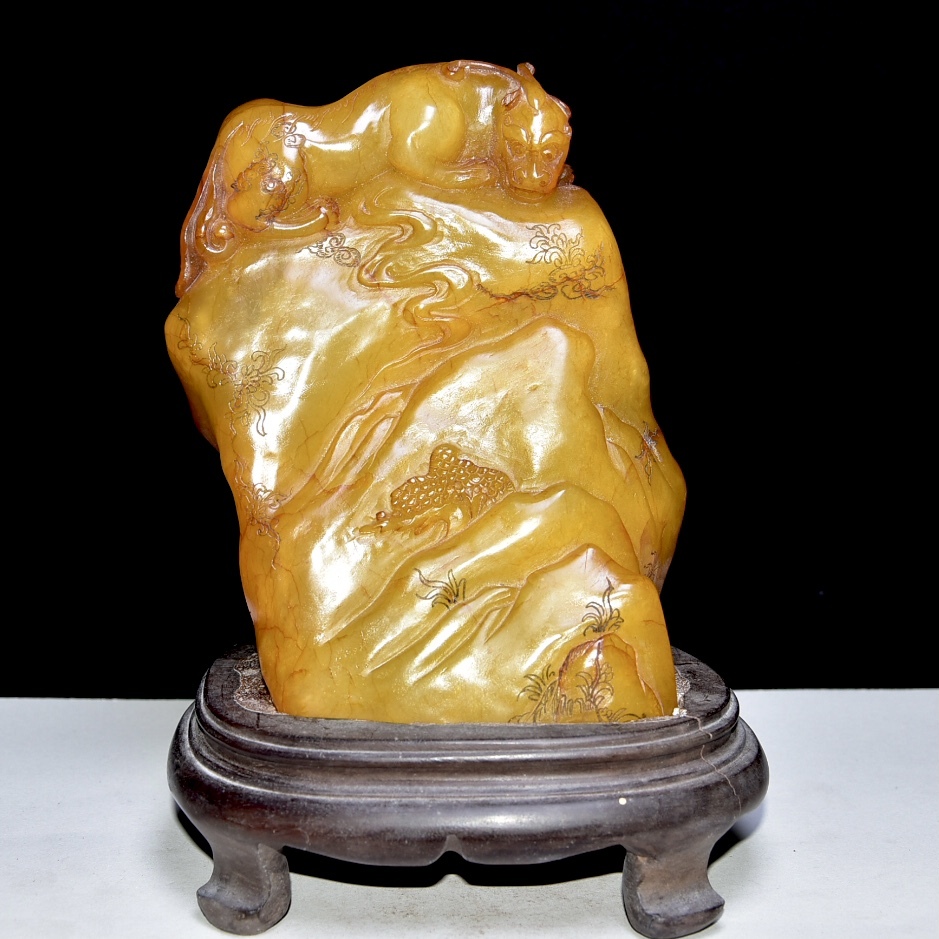 旧蔵 寿山石彫 田黄石 印章 古擺件 古置物 中国古玩 骨董品 時代物 稀少唐物拍卖