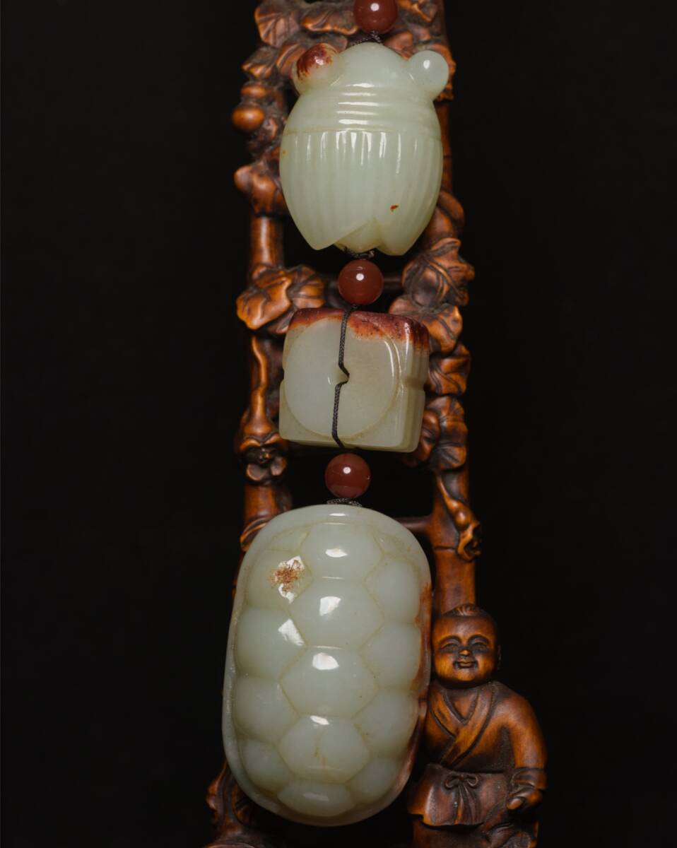 旧蔵 和田玉彫 龜殼 根付 中国古玩 骨董品 時代物 稀少唐物拍卖