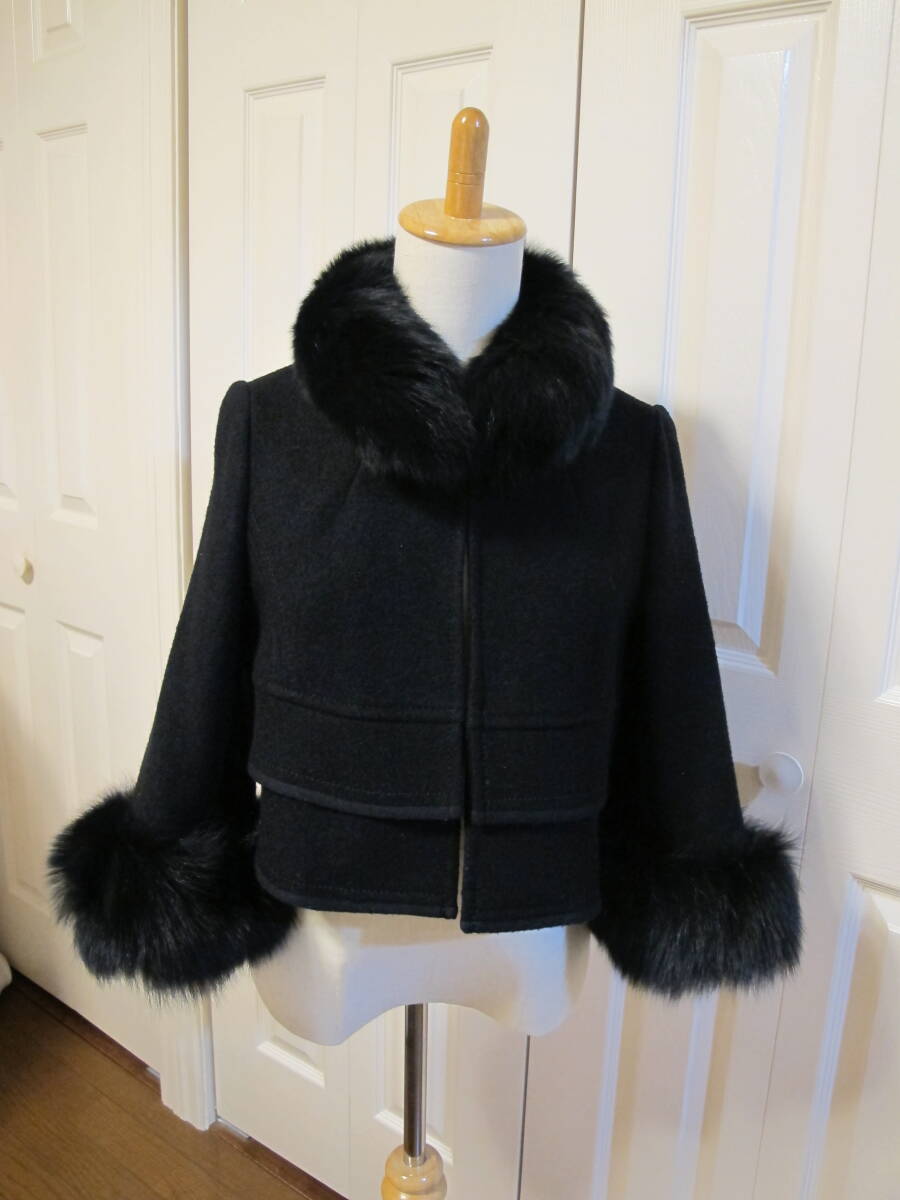 TO BE CHIC ファー付きショートコート黒拍卖