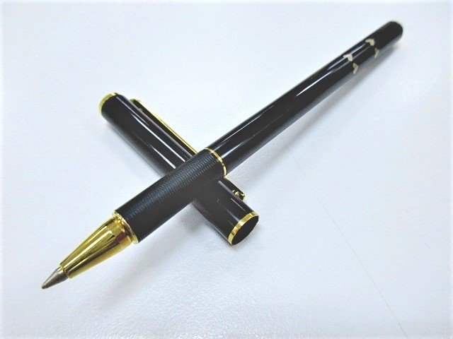 ★マリオバレンチノ MARIO VALENTINO キャップ式ボールペン プラスチック×メッキ ブラック×ゴールド【中古】{DGS1957}拍卖