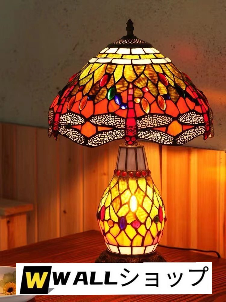 新作★ステンドランプ ステンドグラス アンティーク 花柄 レトロな雰囲気がおしゃれ拍卖