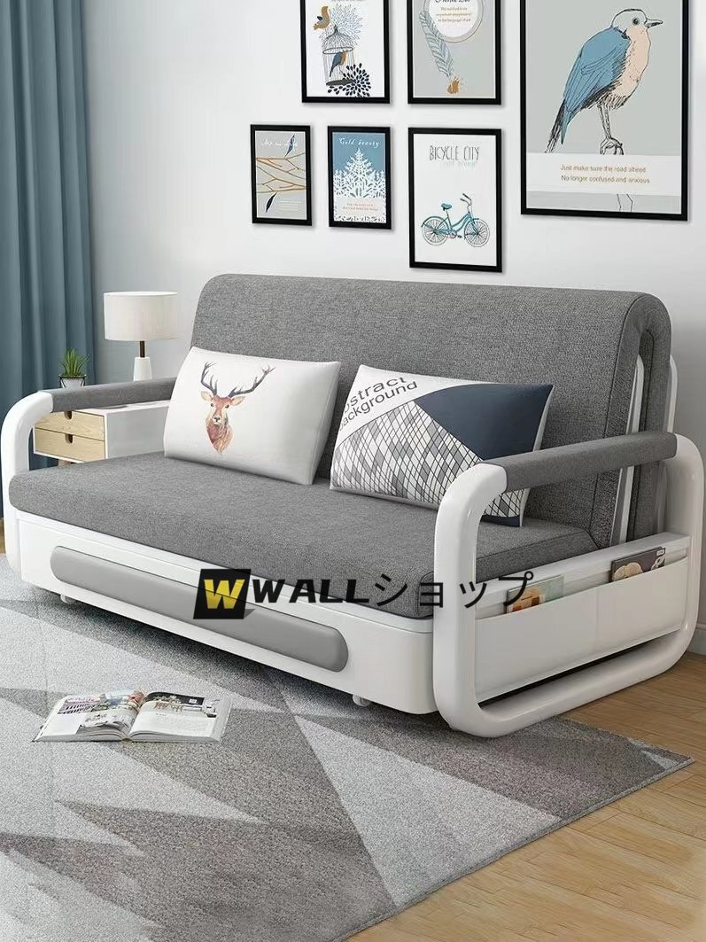 北欧風人気新品★耐久 便利 折りたたみベッド 収納ケース付き ソファーベッド ダブルベッド 洗える布地綿麻 ソファー 家庭用 1m拍卖