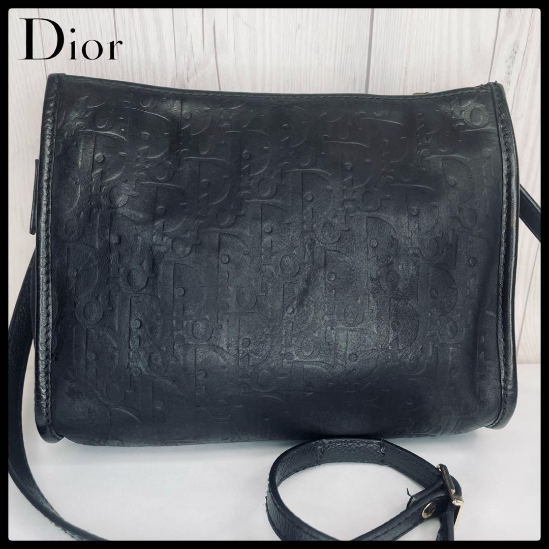 ◆ Dior ◆ ディオール トロッター ショルダーバッグ レザー クラッチ 黒 ブラック ポシェット バッグ カバン 斜め掛け拍卖