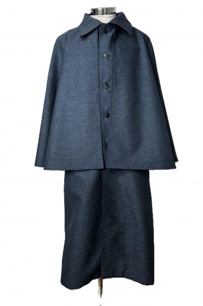 【1000円スタート】LUSHIAN工房◆シルクウール《わか波・新装紬反物使用》二重回しトンビコート/八王子織物◆和装・洋装兼用/一点物 7404拍卖