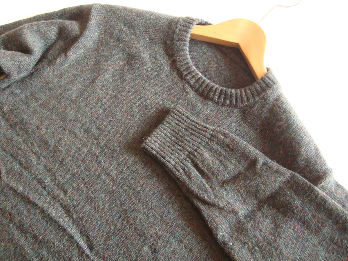 MUJI 無印良品 毛 100% ウール クールネック ニット セーター XL ミックス ダークグリーン 緑系 大きいサイズ拍卖