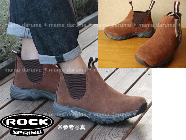 新品 ROCK SPRING ロックスプリング 本革 レザー スエード ブーツ 35 22.5cm 茶 ブラウン サイドゴア拍卖