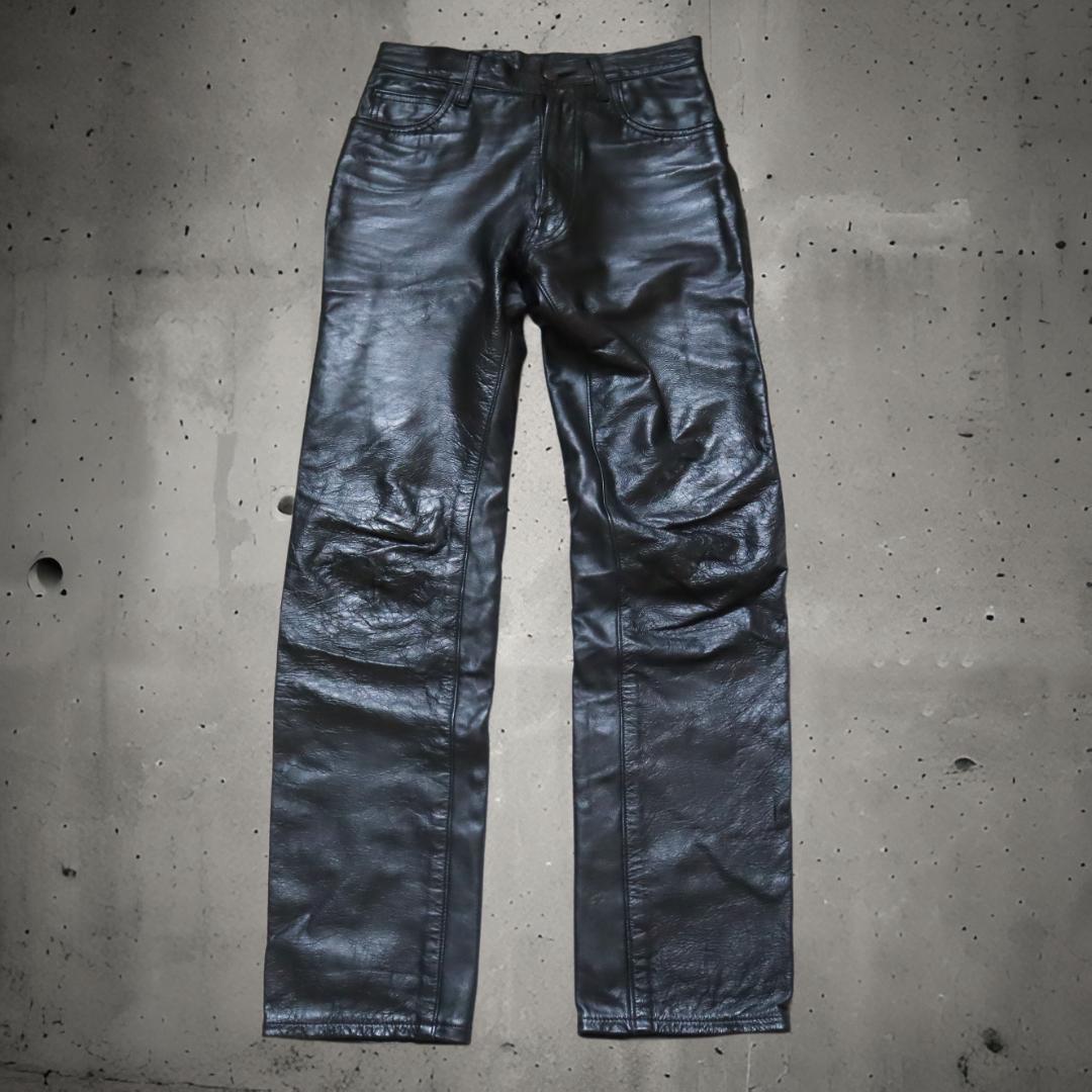 AERO LEATHER/エアロレザー 牛革 レザーパンツ ブラック カウレザー ブラック 30拍卖