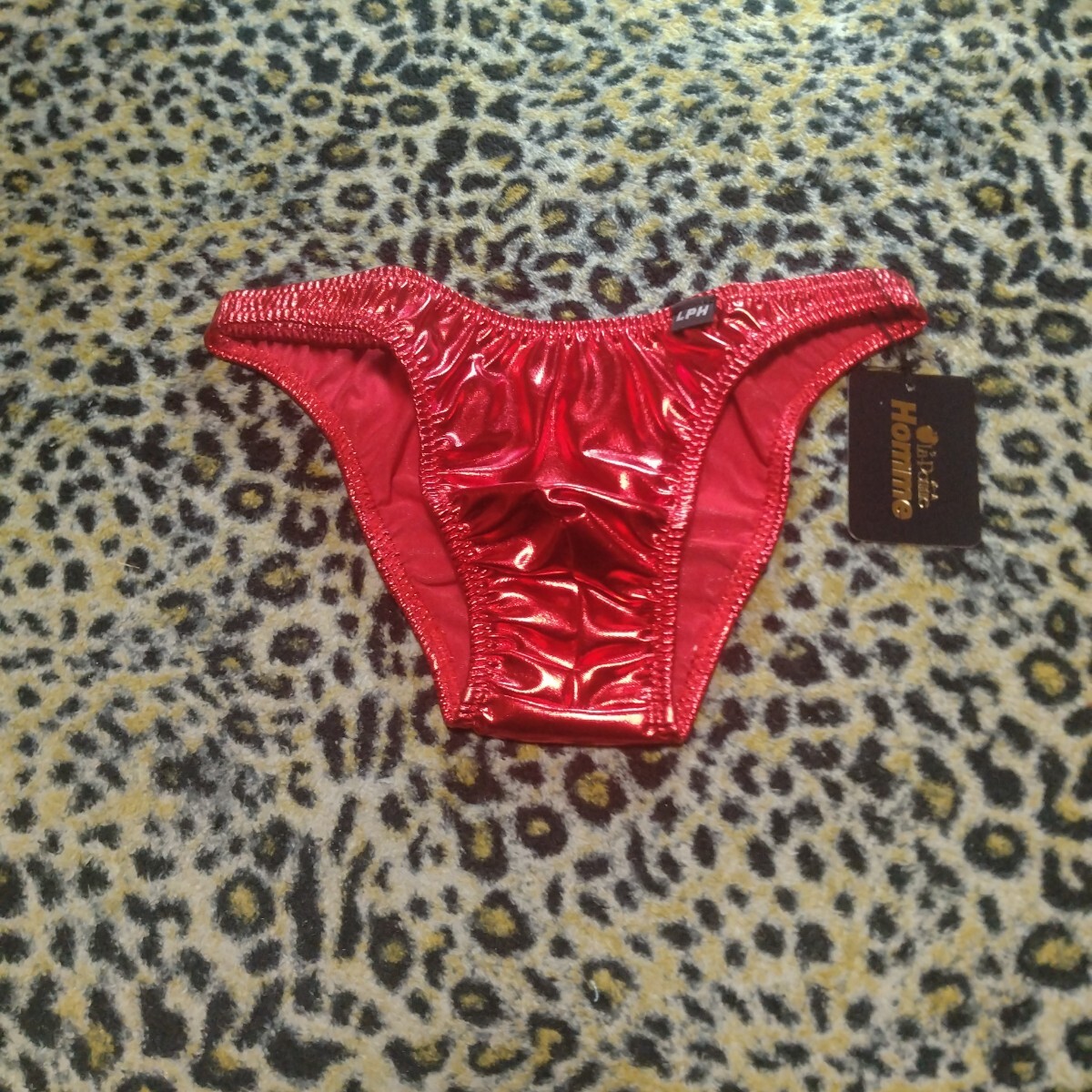 La Pomme Homme ラポームオム メンズビキニショーツ シンプルデザイン ハーフシーム ハーフバック メタリックレッド Mサイズ拍卖