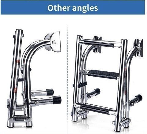 ボートアクセサリー.マリン.3ステップ.折りたたみ.ラダーボート.マリンステンレススチール.ポンツーンラダー.ポリッシュ拍卖