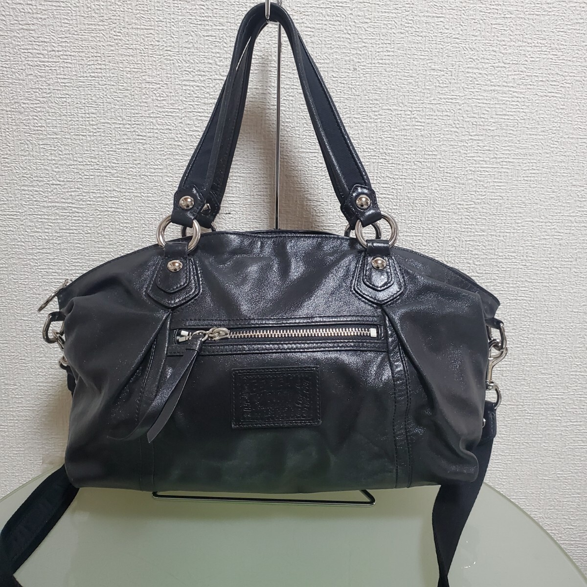 COACH コーチ POPPY ポピー 2wayバッグ レザーバッグ ショルダーバッグ 斜め掛け ハンドバッグ トートバッグ 肩掛け ブラック 正規品拍卖