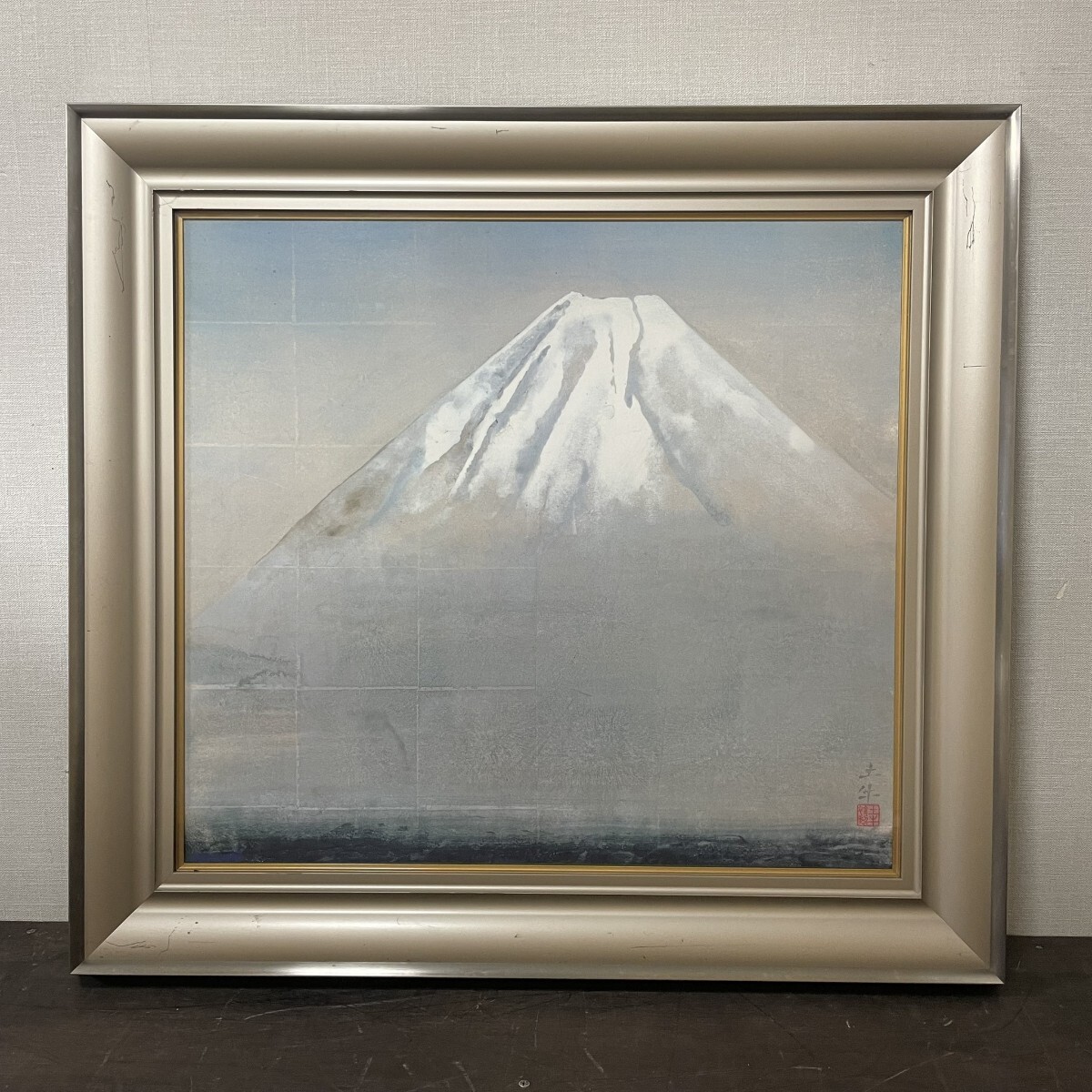 奥村土牛『精進湖』複製画 サイン入り 大作 日本画 F10額寸 縦約70cm×横約76cm拍卖