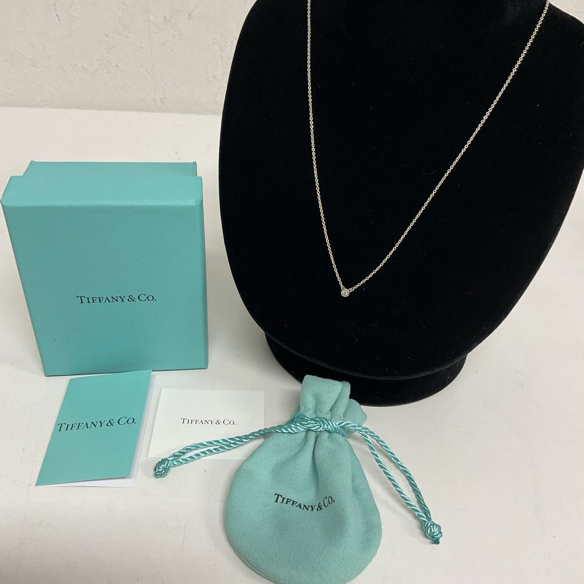 営MK187-60◆ TIFFANY&Co ティファニー ダイヤモンド バイザヤード ネックレス Ag925刻印 総重量約:1.53g 箱・袋あり拍卖