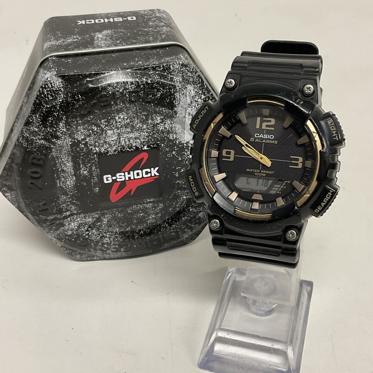 営KZ918-60◆ CASIO G-SHOCK カシオ ジーショック 5ALARMS AQ-S810W ソーラー ブラック 腕時計【稼働品】缶ケースあり拍卖