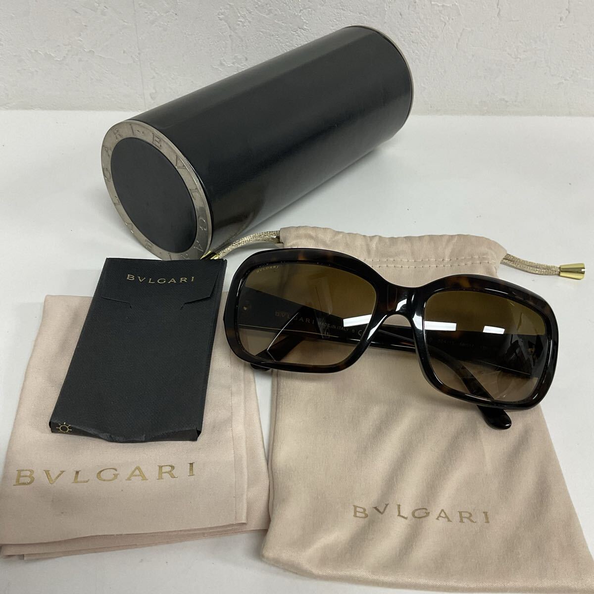 営ON008-60◆ BVLGARI ブルガリブラウン ベッコウ柄 8052-B 504/13 5817 130 3N ラインストーン サングラス ケースあり拍卖