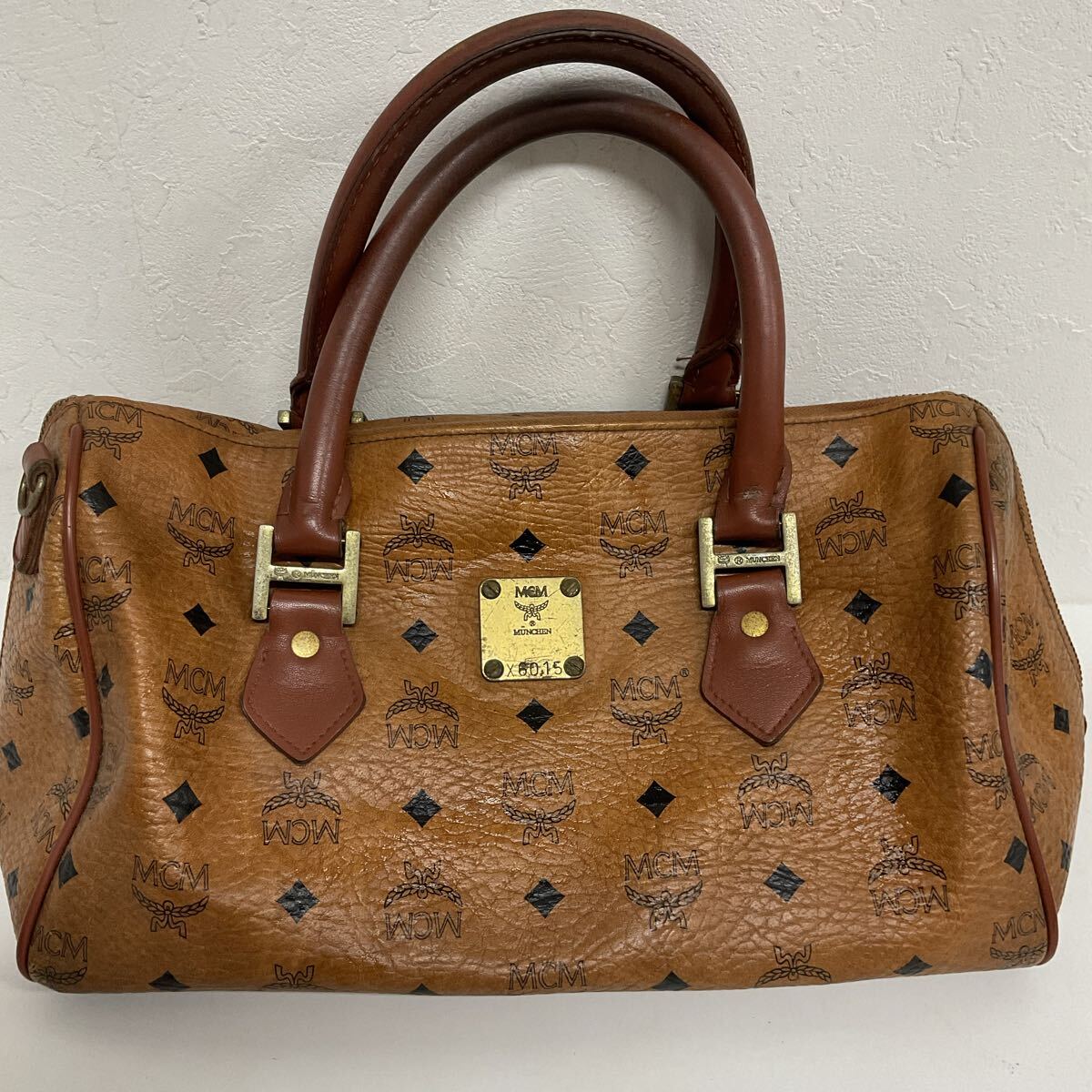 D004-80◆ MCM エムシーエム X6015 ヴィセトス柄 レザー ブラウン系 ミニボストンバッグ ハンドバッグ拍卖