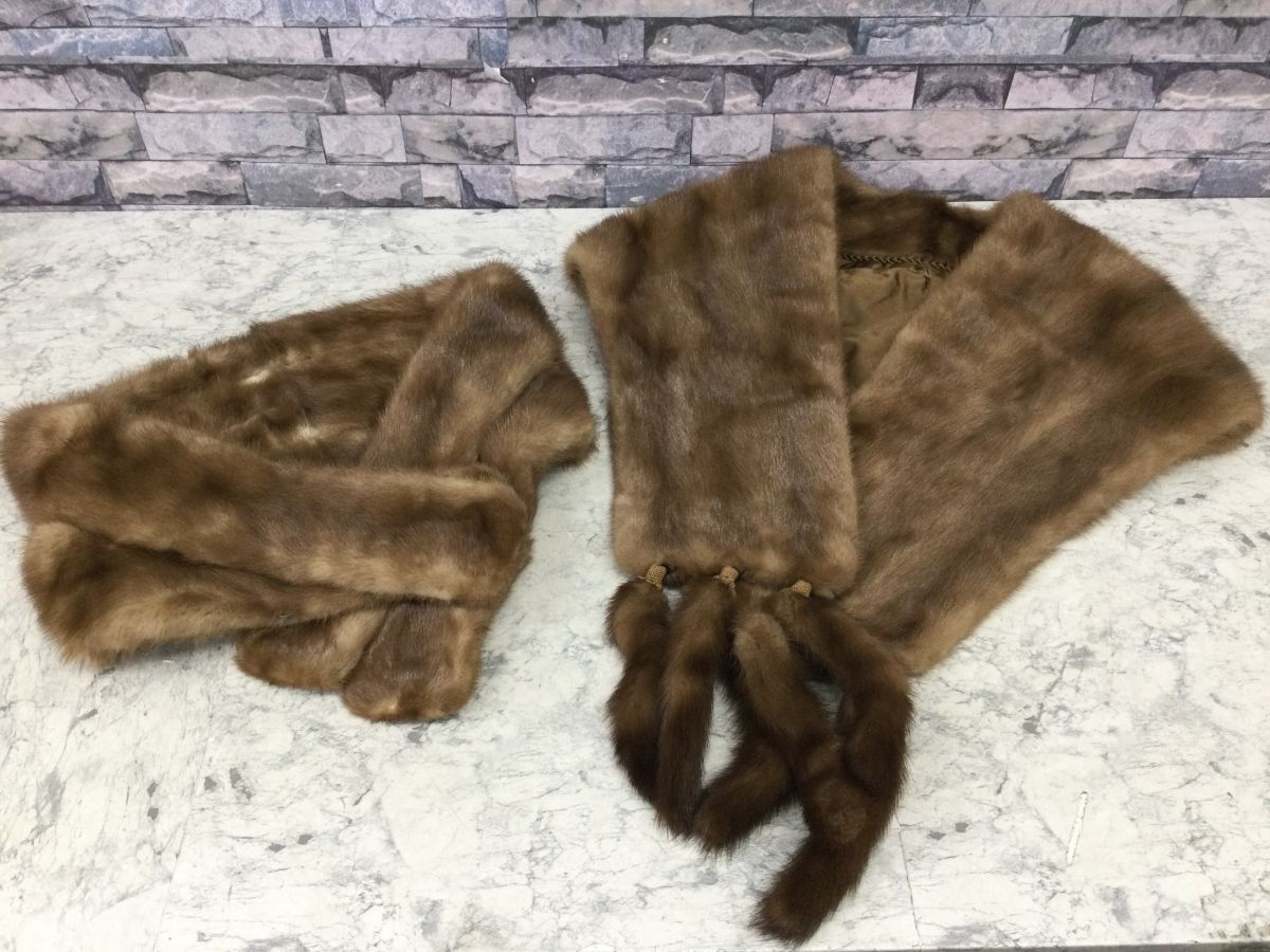 ●営KW245-80【まとめ】ミンク 毛皮 リアルファー ショール マフラー 襟巻 ティペット レディース 防寒アイテム /k拍卖