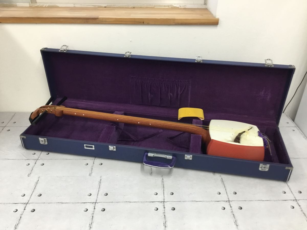 ●営KZ761-160 長唄三味線 東京製 61 丸打ち胴 和楽器 弦楽器 楽器 練習用 全長約97.5cm ハードケース付き /u拍卖