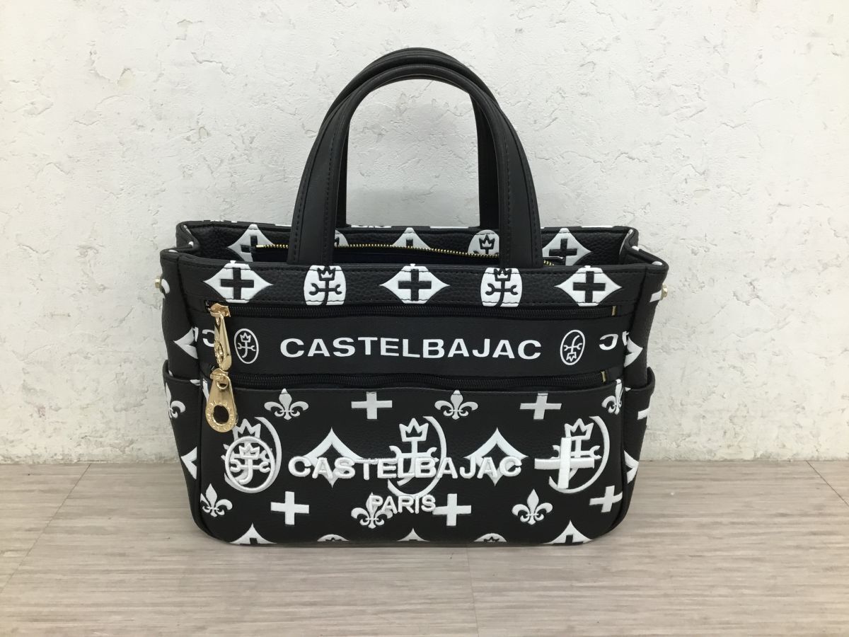 ●営TN626-100 CASTELBAJAC カステルバジャック トートバッグ ハンドバッグ 鞄 ブラック×ホワイト拍卖