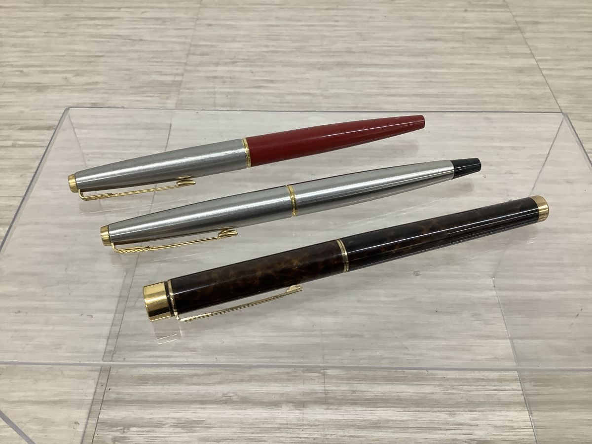 ●営TN633-60M 万年筆 SHEAFFER シェーファー ペン先 14金 / PARKER パーカー シルバー レッド 計3本 セット まとめ /h拍卖