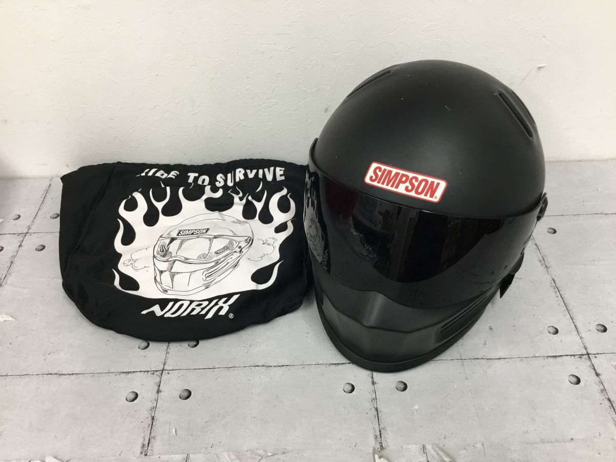●営KW250-100 SIMPSON シンプソン BANDIT Pro バンディットプロ NORIX ヘルメット 59cm Mサイズ スモークシールド ケース付き /u拍卖