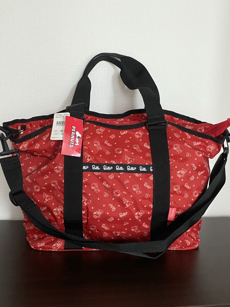 新品 定価4,980円 2014 PEANUTS Belle スヌーピー ベル ボストンバッグ ナイロンバッグ 軽量 大容量 旅行 修学旅行 バッグ 赤 レッド 拍卖
