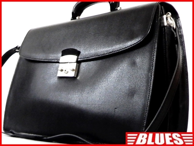 即決★イタリア製 BACLIANI★オールレザービジネスバッグ バリアーニ メンズ 黒 本革 かばん 本皮 通勤 出張カバン 鍵付き ショルダー拍卖