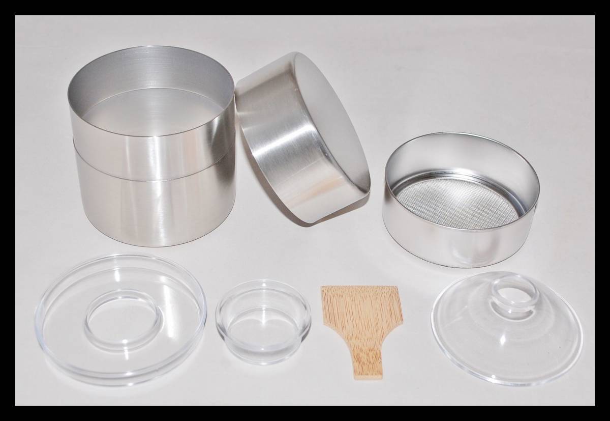 ▲楠廸庵▲茶こし缶セット(小) ステンレス製 茶道具拍卖