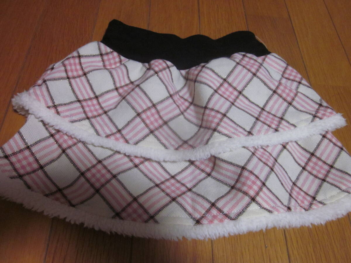 新品☆女児2段チェック柄スカート☆ボア付き☆サイズ100拍卖