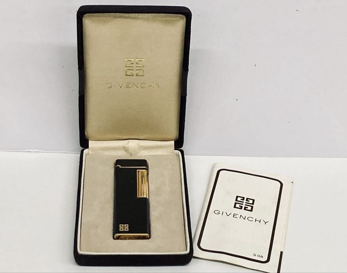 B ジバンシイ GIVENCHY 9000 ガスライター ジバンシー ケース付き ブラック×ゴールド 黒 金 ヴィンテージ 着火未確認 ジャンク拍卖